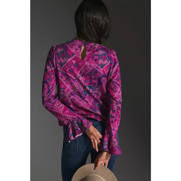 NWT Anthropologie Tiny Brenan Long Flutter-Sleeve Bohemian Top Size XS - Picture 3 of 4